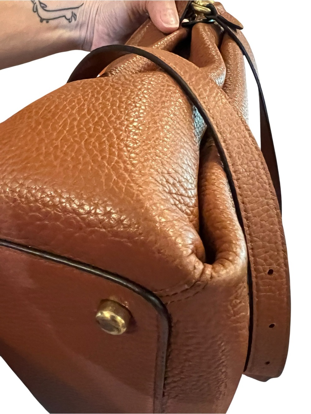 Coach Pebbled Leather Shoulder Bag in Brown with Gold Hardware - Picture 10 of 12